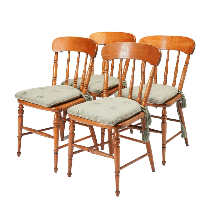 Set of 4 New England cane seat country Sheraton maple fancy chairs (c. 1840-60)