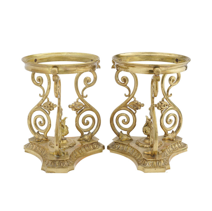 Pair of French cast brass meridian oil lamp stands (c. 1850)