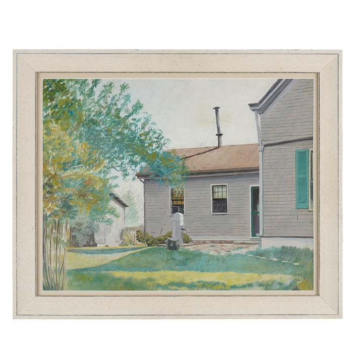American oil on academy board summertime study of a clapboard house (c. 1935)