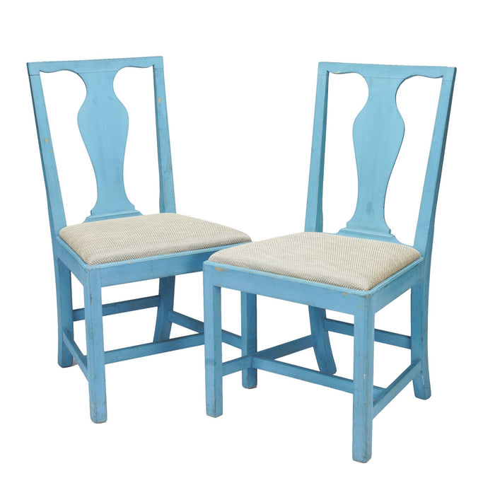 Pair of painted Academic Revival slip seat side chairs (c. 1940)