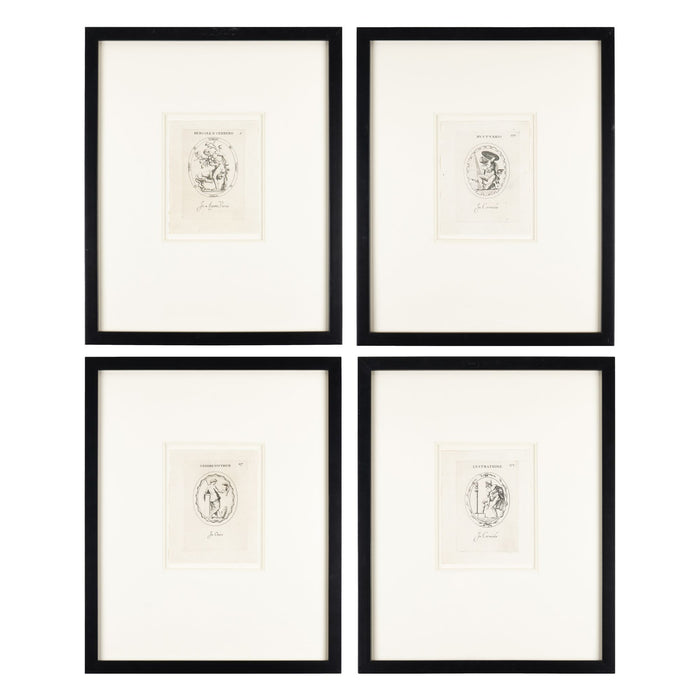 Set of four Roman intaglio engravings by Leonardo Agostini (1685-1793)