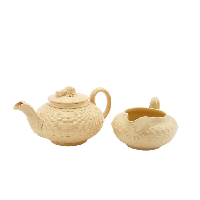 Caneware creamer and tea pot by Wedgwood (c. 1817)
