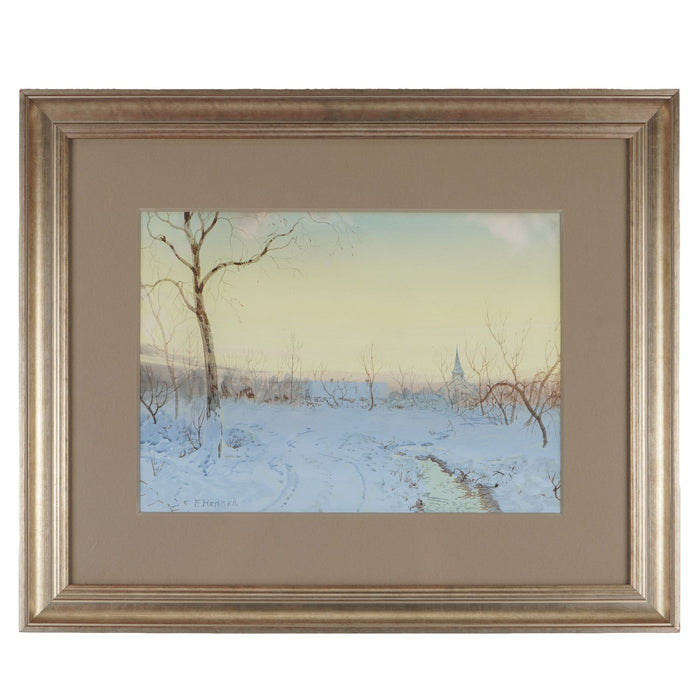 American winter landscape by F. Hennek (c. 1900)