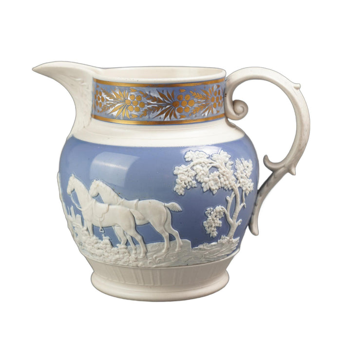 English stoneware hunt jug by Chetham & Woolley (c. 1793-1821)