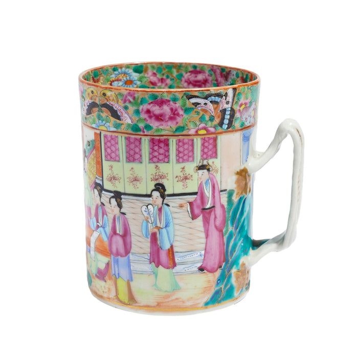 Chinese Mandarin Palette tankard / mug in polychrome enamels (c. 1815)