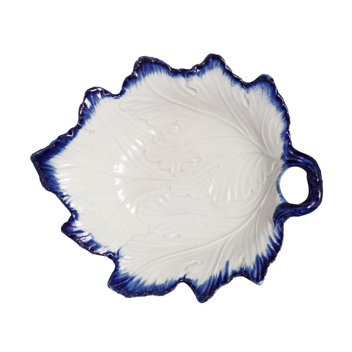 Shell edge pearlware grape leaf condiment dish (c. 1820)