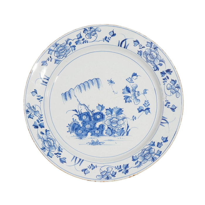 English Delft tin glazed platter (c. 1750)