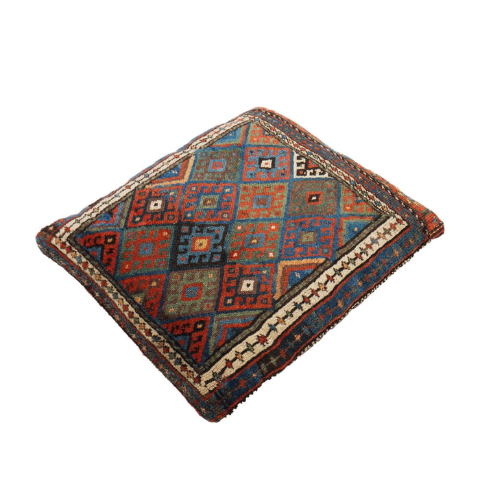 Vintage Balochistan floor pillow with leather back (c. 1890)