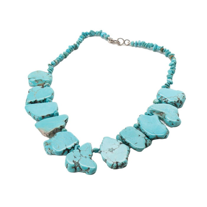 Navajo turquoise necklace of cut boulder rock