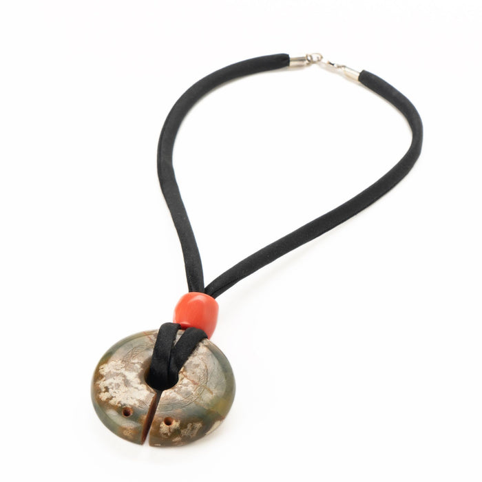 Chinese Archaic Nephrite jade & coral bead necklace (2000 BC)