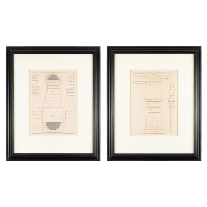 Two pages from "I Quattro libri dell'architettura" by Andre Palladio (c. 1715-20)