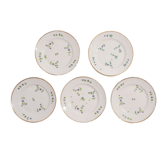 Set of five Bourbon Sprig Paris porcelain tea plates by Charles Field Haviland (c. 1790)