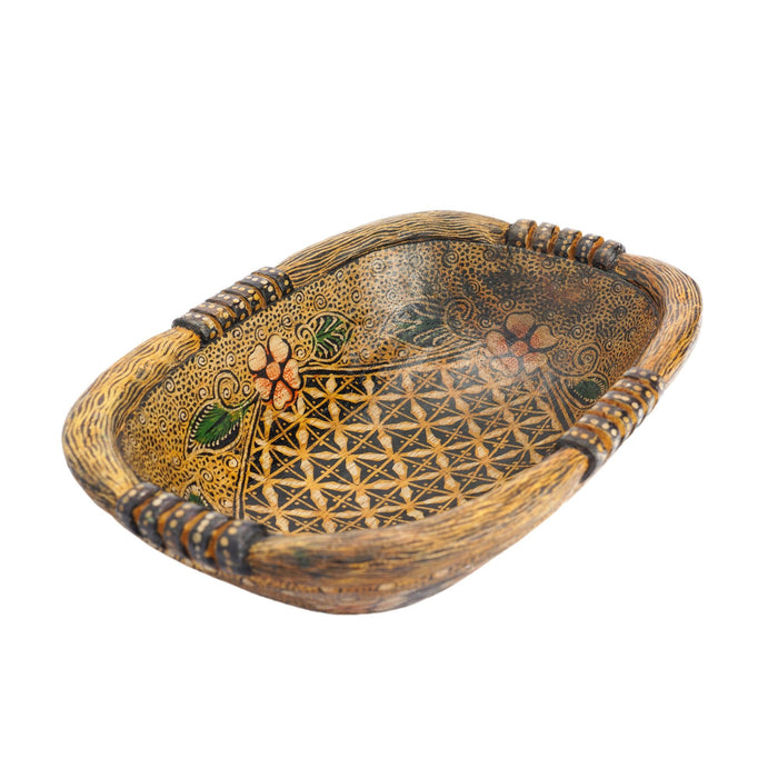 Indonesian painted palmwood bowl (1950-2000)