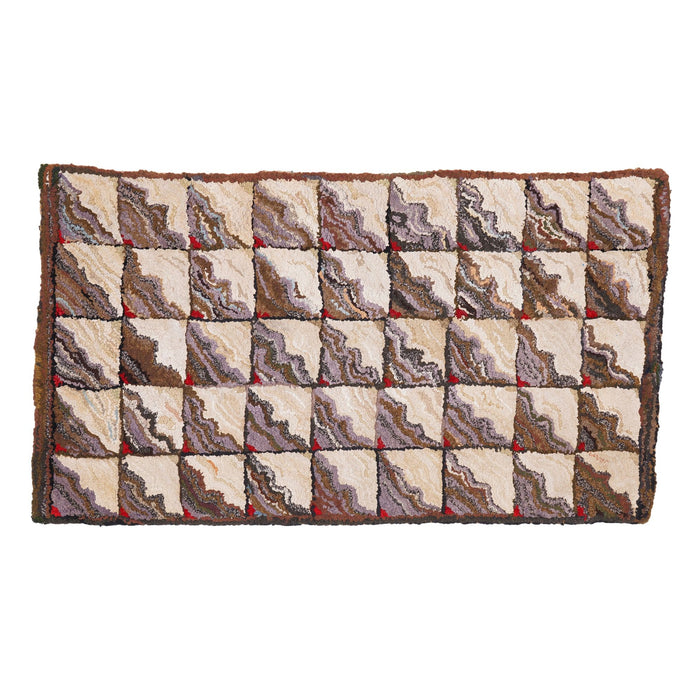 American hand loomed hooked rug, c. 1880