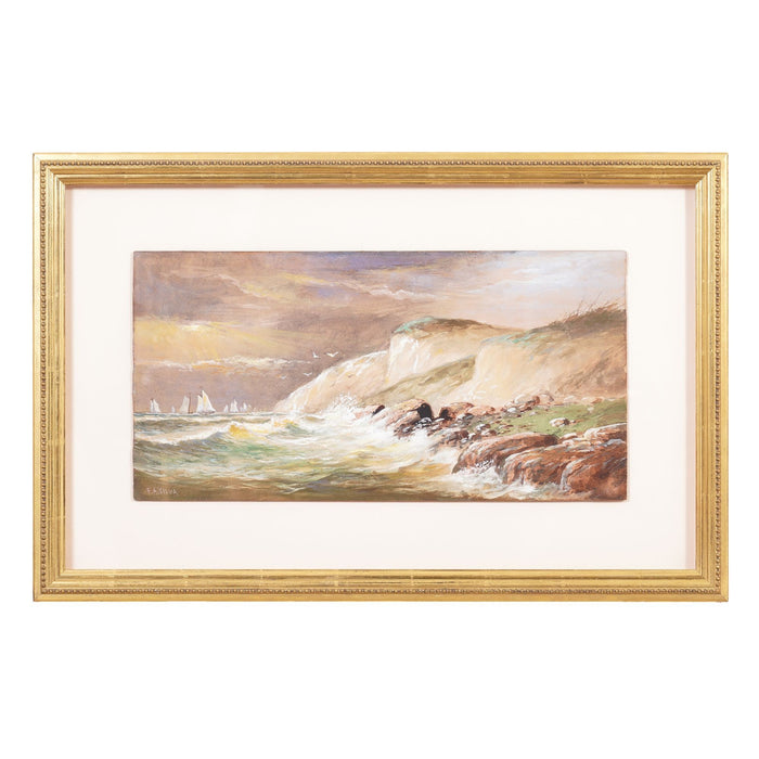 Sails off a rocky coast by Francis Augustus Silva (1870-80)