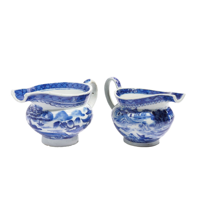 Matched pair of Chinese export porcelain pig snout creamers (c. 1820)