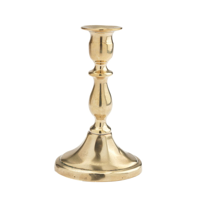 English cast brass oval base candlestick by William A. Harrison (c. 1791-1818)