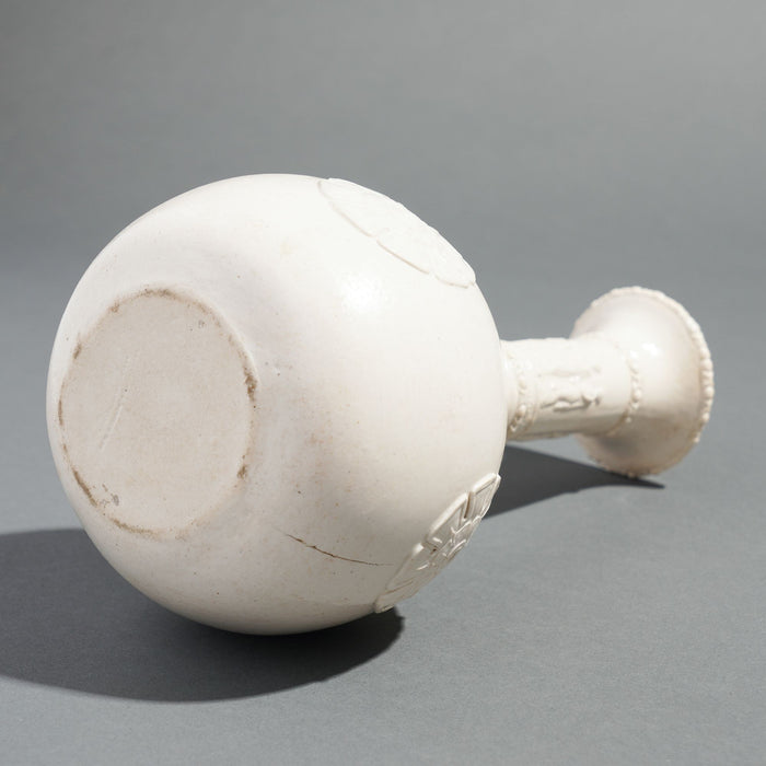 English salt glazed white stoneware water bottle by G.R. Booth & Co (c. 1839-1844)
