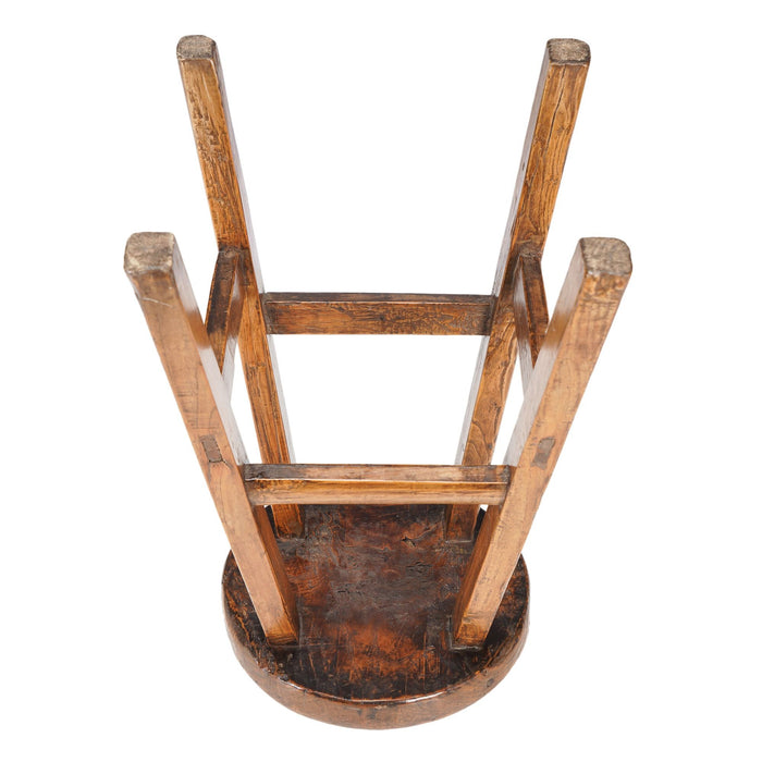 Chinese elm wood circular seat stool (c. 1875-1900)