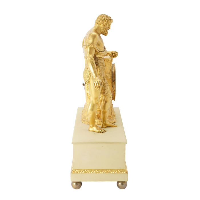 French Charles X period fire gilt bronze mantel clock (c. 1820-30)