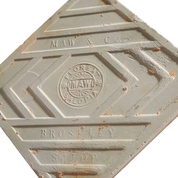 Set of 10 "Floreat Salopia" pattern Art Nouveau tiles by Maw & Co (1880-1910)