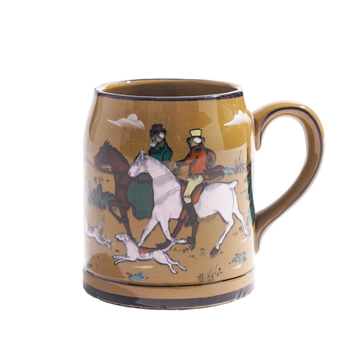 Deldare Ware "Breaking Cover" hunt scene mug by Buffalo Pottery (1908)