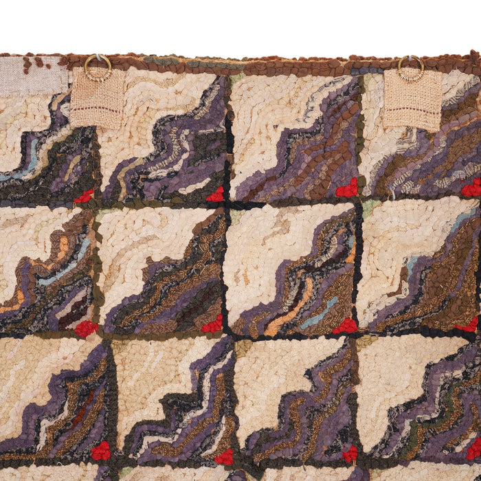 American hand loomed hooked rug, c. 1880