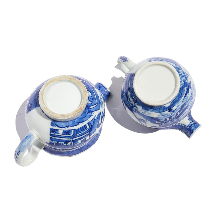 Matched pair of Chinese export porcelain pig snout creamers (c. 1820)