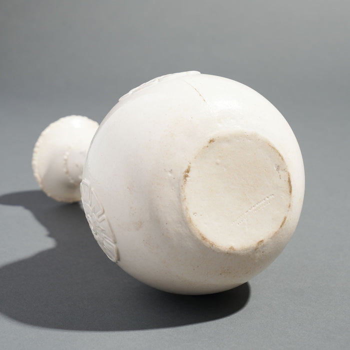 English salt glazed white stoneware water bottle by G.R. Booth & Co (c. 1839-1844)