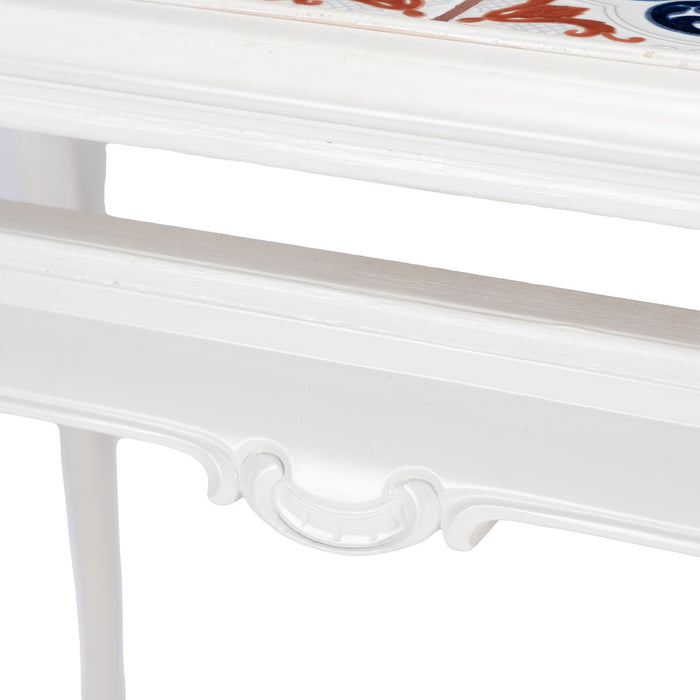 Painted Queen Anne style hardwood tiled coffee table (1950's)