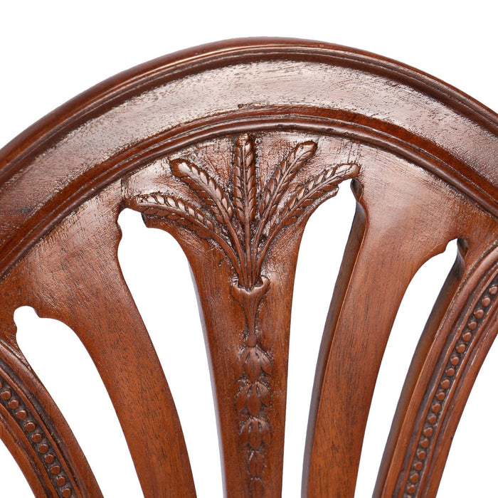 Pair of English Sheraton mahogany shield back armchairs (c. 1790)