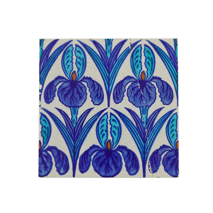 Set of 10 "Floreat Salopia" pattern Art Nouveau tiles by Maw & Co (1880-1910)