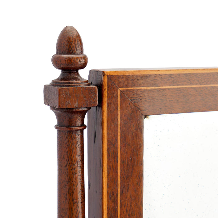 Rectangular mahogany dressing mirror on a bow front stand with drawer (c. 1790)