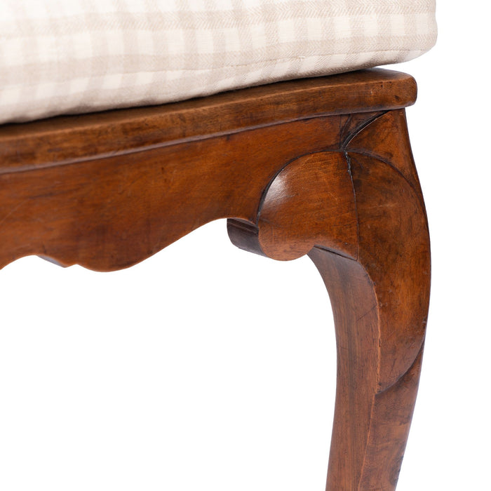 Pair of French walnut plank seat hall chairs on cabriole legs (1800's)