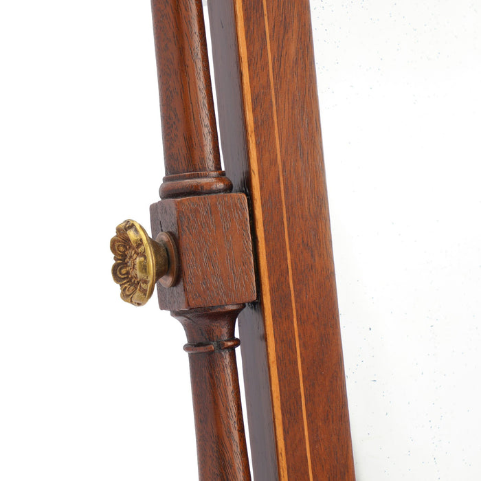Rectangular mahogany dressing mirror on a bow front stand with drawer (c. 1790)
