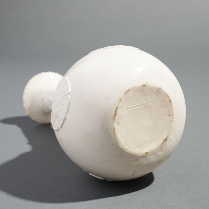 English salt glazed white stoneware water bottle by G.R. Booth & Co (c. 1839-1844)