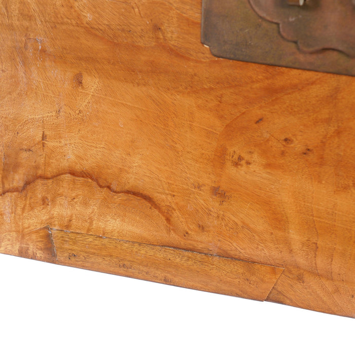 Chinese camphor wood trunk on ebonized hardwood stand (c. 1820)