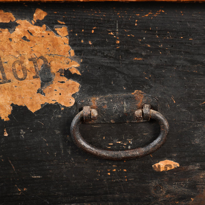 Painted Norwegian pine immigrant trunk with coffer top (1827)