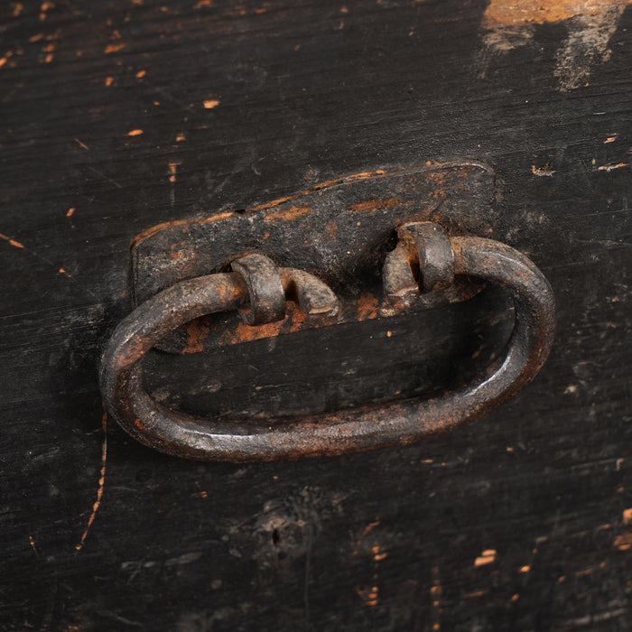 Painted Norwegian pine immigrant trunk with coffer top (1827)