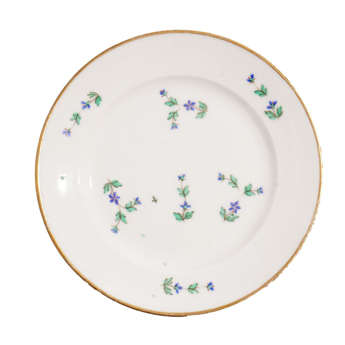 Set of five Bourbon Sprig Paris porcelain tea plates by Charles Field Haviland (c. 1790)