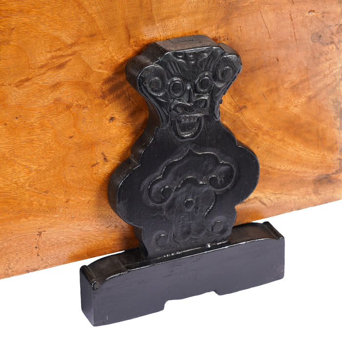 Chinese camphor wood trunk on ebonized hardwood stand (c. 1820)