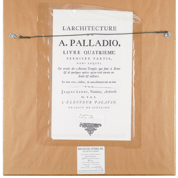 Two pages from "I Quattro libri dell'architettura" by Andre Palladio (c. 1715-20)