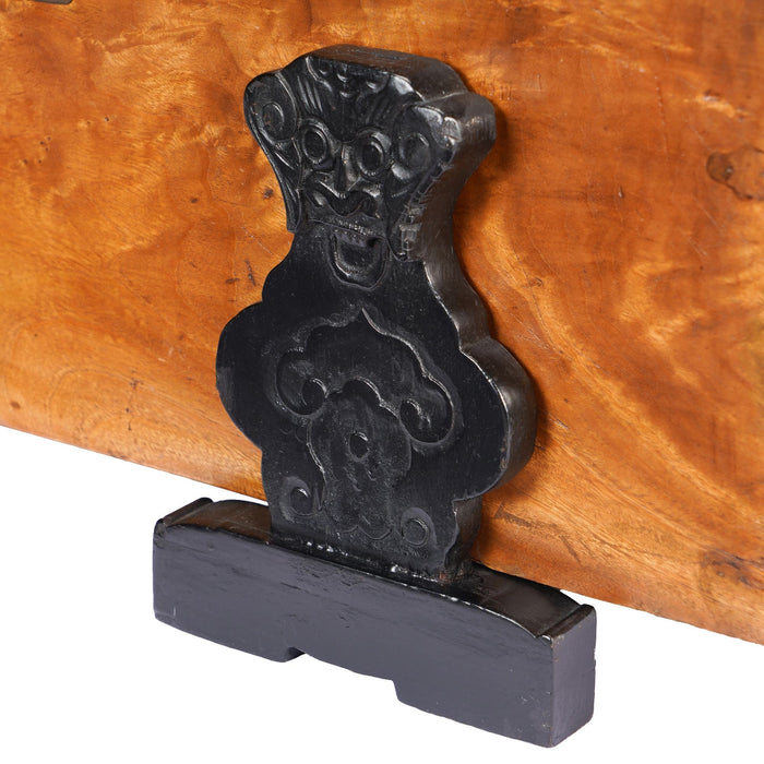 Chinese camphor wood trunk on ebonized hardwood stand (c. 1820)