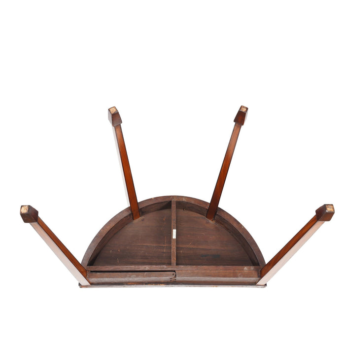Pair of English Edwardian marquetry flip top demilune tables (c. 1890-1915)