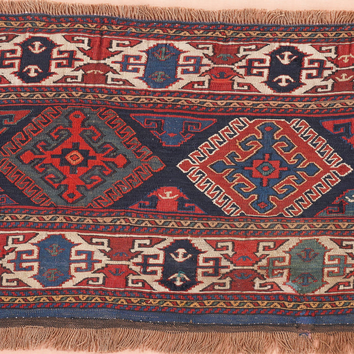Mounted Soumak cradle panel textile (c. 1880)