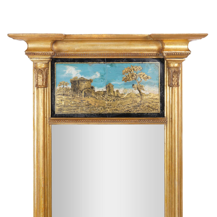 Philadelphia Sheraton tabernacle silver gilt pier mirror with eglomise (c. 1815)