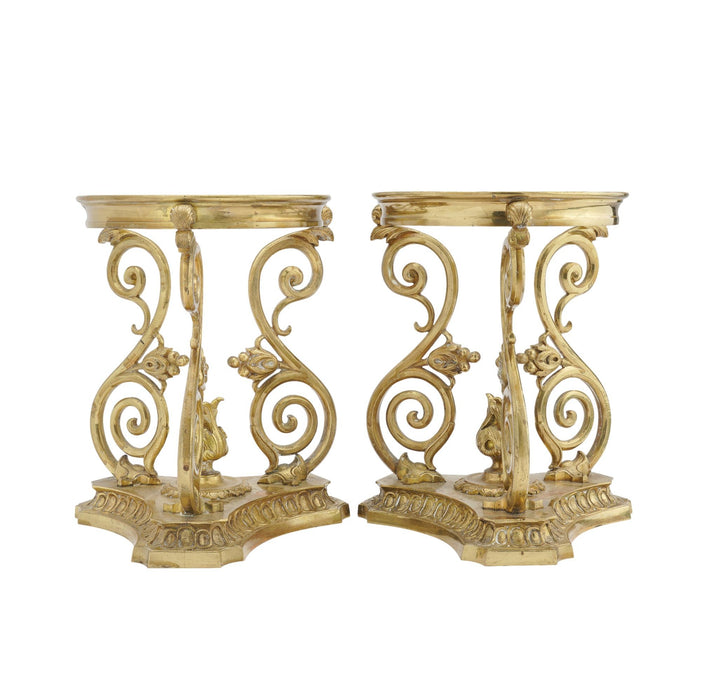 Pair of French cast brass meridian oil lamp stands (c. 1850)