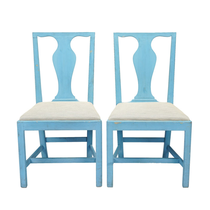 Pair of painted Academic Revival slip seat side chairs (c. 1940)