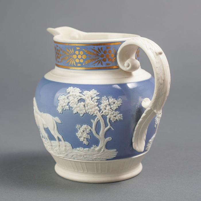 English stoneware hunt jug by Chetham & Woolley (c. 1793-1821)
