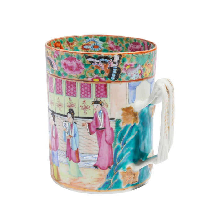 Chinese Mandarin Palette tankard / mug in polychrome enamels (c. 1815)